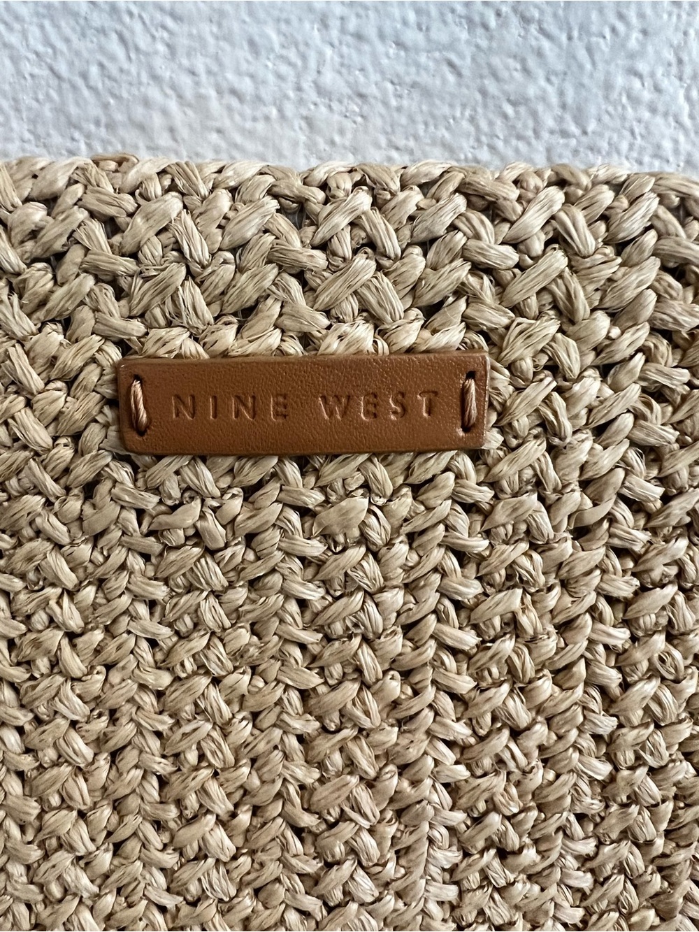 Nine West Woven Straw Shoulder Bag Natural Tan - Picture 2 of 4
